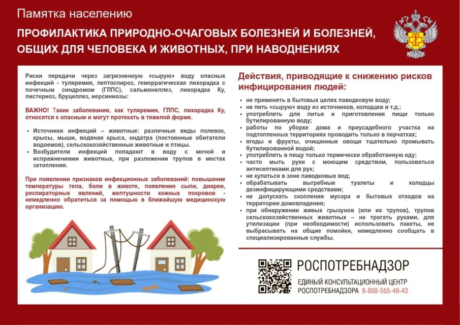 Памятка для населения "Профилактика природно-очаговых болезней и болзней, общих для человека и животных, при наводнениях"